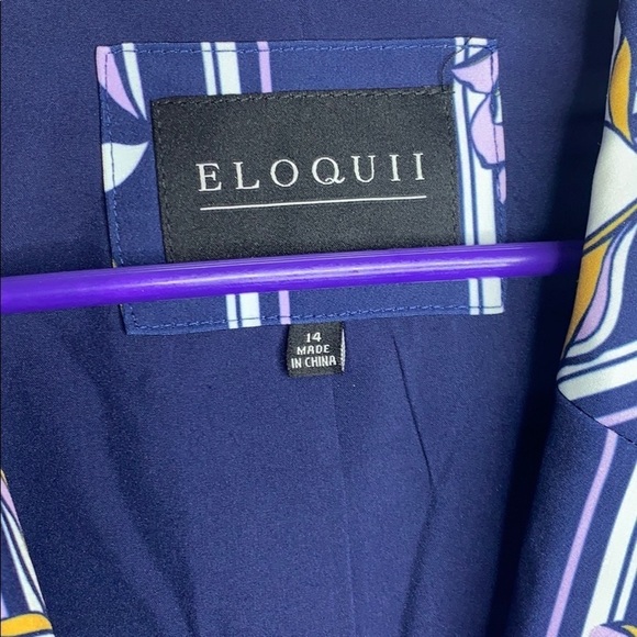 Eloquii Purple Floral Striped stretchy belted blazer Jacket - Picture 9 of 15